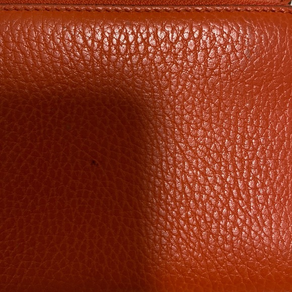 Gucci Orange Leather Zipper Wallet Gold Interlocking GG - Picture 9 of 16